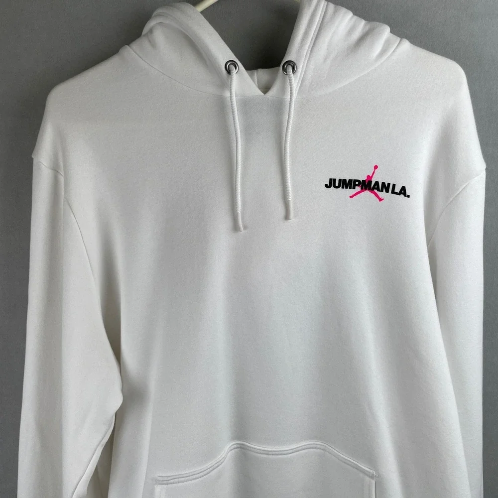Jordan Jumpman LA Flights Over Los Angeles Hoodie White Pink Rare Streetwear XL
